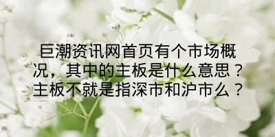 巨潮资讯网首页有个市场概况，其中的主板是什么意思？主板不就是指深市和沪市么？