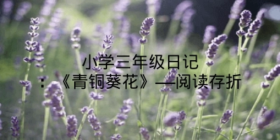 小学三年级日记：《青铜葵花》——阅读存折