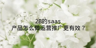 2B的saas产品怎么做运营推广更有效？