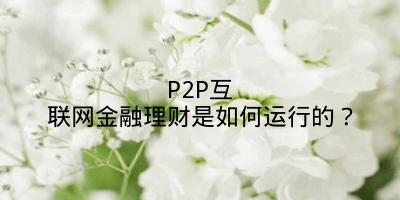 P2P互联网金融理财是如何运行的？