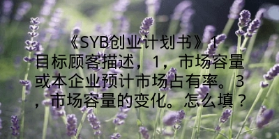 《SYB创业计划书》1目标顾客描述，1，市场容量或本企业预计市场占有率。3，市场容量的变化。怎么填？