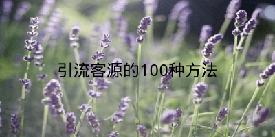 引流客源的100种方法