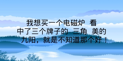 我想买一个电磁炉 看中了三个牌子的 三角 美的 九阳，就是不知道那个好！