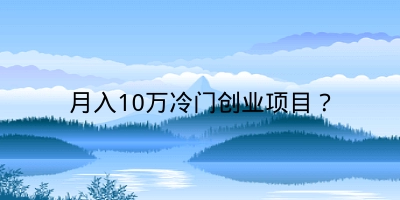 月入10万冷门创业项目？