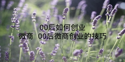 00后如何创业微商 00后微商创业的技巧