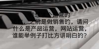 我想求个运营的岗位，之前是做销售的，请问什么是产品运营，网站运营，谁能举例子打比方讲明白的?