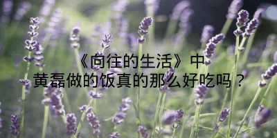 《向往的生活》中黄磊做的饭真的那么好吃吗？