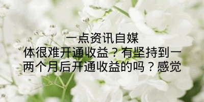 一点资讯自媒体很难开通收益？有坚持到一两个月后开通收益的吗？感觉