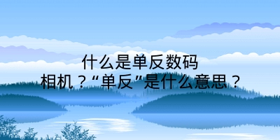 什么是单反数码相机？“单反”是什么意思？