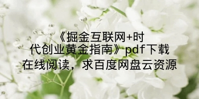 《掘金互联网+时代创业黄金指南》pdf下载在线阅读，求百度网盘云资源