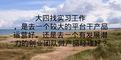 大四找实习工作，是去一个较大的平台干产品运营好，还是去一个有发展潜力的创业团队做产品经理好？