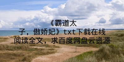 《霸道太子，傲娇妃》txt下载在线阅读全文，求百度网盘云资源