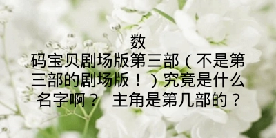 数码宝贝剧场版第三部（不是第三部的剧场版！）究竟是什么名字啊？ 主角是第几部的？