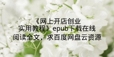 《网上开店创业实用教程》epub下载在线阅读全文，求百度网盘云资源