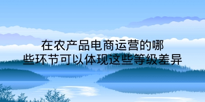 在农产品电商运营的哪些环节可以体现这些等级差异