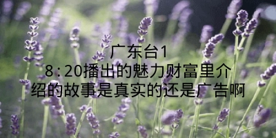 广东台18:20播出的魅力财富里介绍的故事是真实的还是广告啊