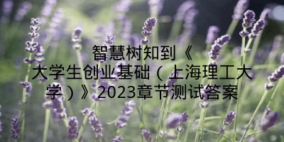 智慧树知到《大学生创业基础（上海理工大学）》2023章节测试答案