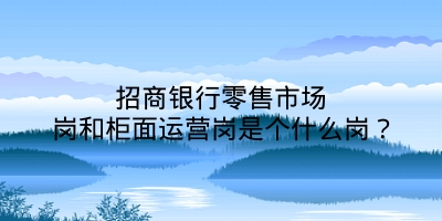 招商银行零售市场岗和柜面运营岗是个什么岗？