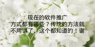 现在的软件推广方式都有哪些？传统的方法就不用讲了，这个都知道的！谢