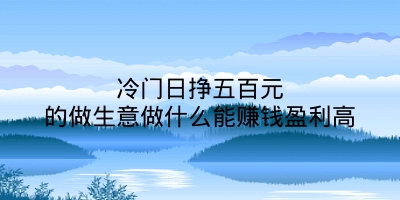 冷门日挣五百元的做生意做什么能赚钱盈利高