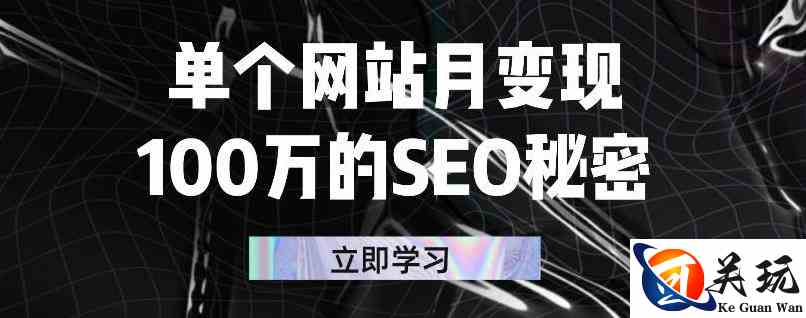 单个网站月变现100万的SEO秘密，百分百做出赚钱站点