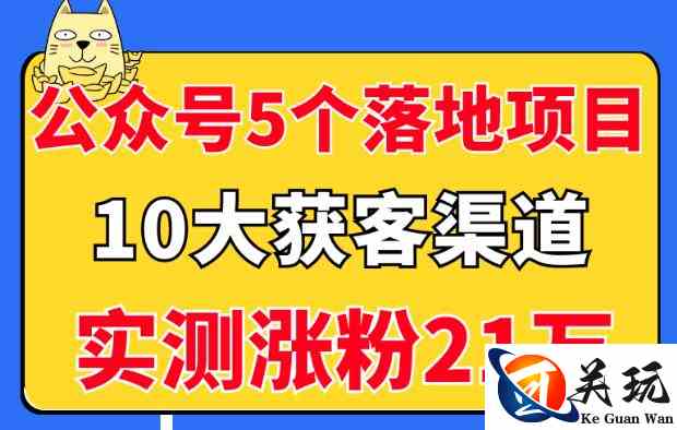 公众号5个月入过万的落地项目，10大获客渠道，实测涨粉21万！