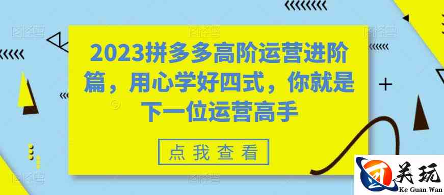 2023拼多多高阶运营进阶篇，用心学好四式，你就是下一位运营高手