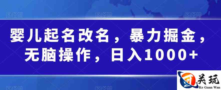 婴儿起名改名，暴力掘金，无脑操作，日入1000+【揭秘】